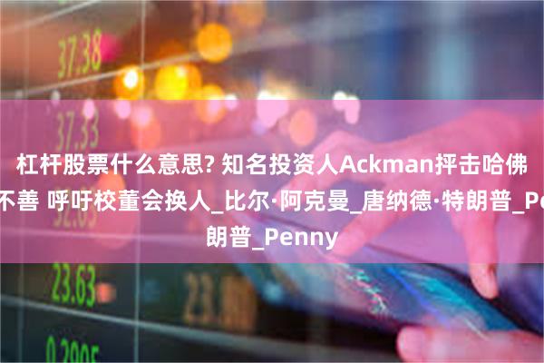 杠杆股票什么意思? 知名投资人Ackman抨击哈佛管理不善 呼吁校董会换人_比尔·阿克曼_唐纳德·特朗普_Penny