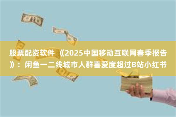 股票配资软件 《2025中国移动互联网春季报告》：闲鱼一二线城市人群喜爱度超过B站小红书