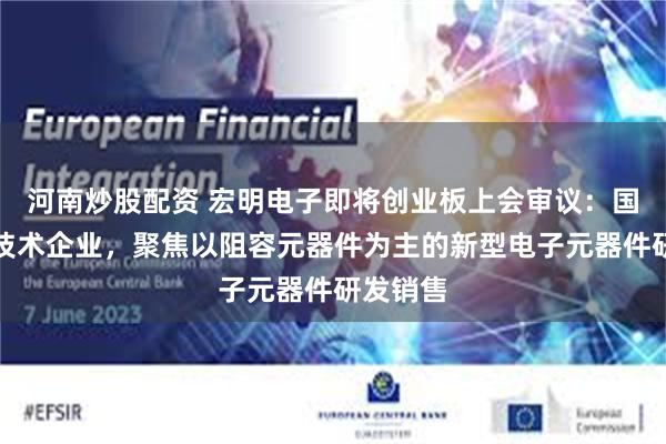 河南炒股配资 宏明电子即将创业板上会审议：国家高新技术企业，聚焦以阻容元器件为主的新型电子元器件研发销售